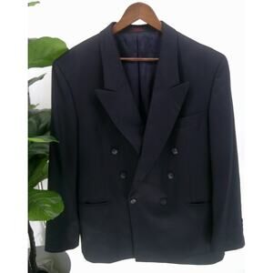 Andre Villard Mens Size S42 Black Wool Notch Vent less Double Breasted Blazer